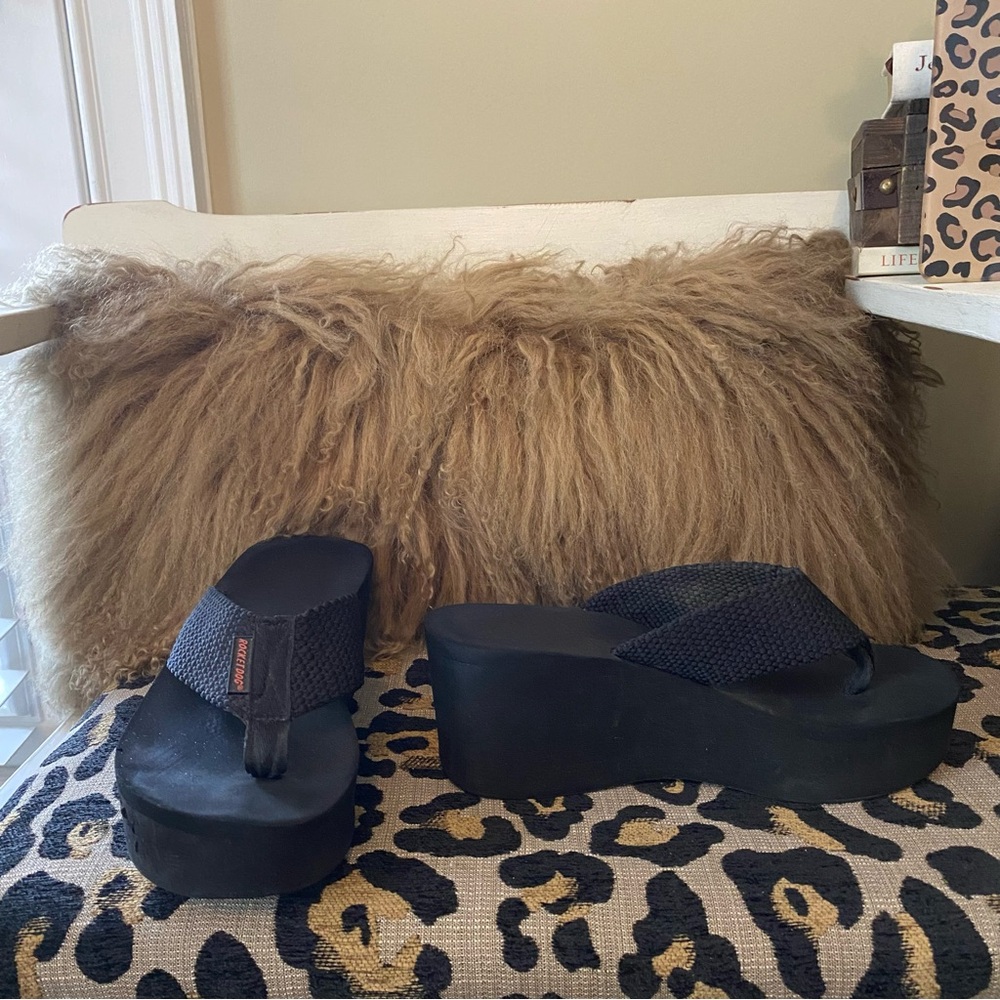 Rocket Dog black platform wedge sandals